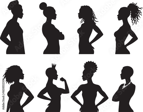 Diverse women silhouettes showcasing strength, beauty, and empowerment