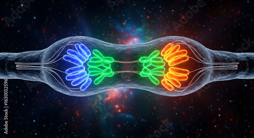 Exploring genetic structures deep space digital artwork cosmic environment abstract viewpoint molecular concept