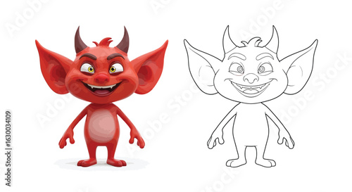 Mischievous Imp Cartoon Character Coloring Sheet Silly Little Creature Printable