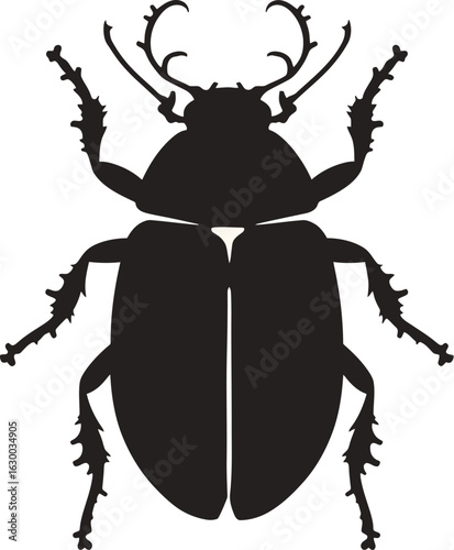 Vector art of silhouette of a beetle with detailed legs and antennae on a light background makes a great graphic resource
