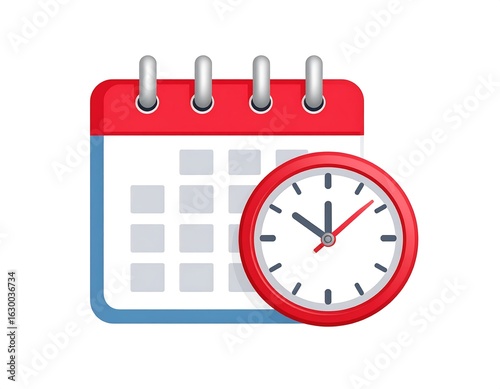 Calendar and clock, scheduling icon