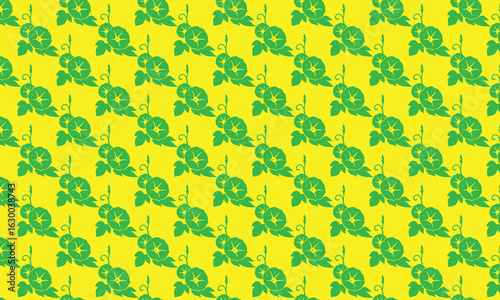 Green seamless floral pattern with clover leaves and flowers vector decoration illustration background design