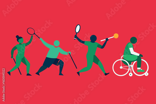 Dynamic vector illustration showcasing paralympic athletes in action