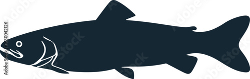 Vector art of silhouette illustration of a salmon fish swimming in the sea or river a popular sport and food source