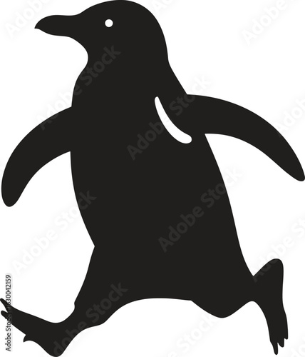 Vector art of silhouette of a penguin walking forward representing wildlife from the antarctic region in a vector format
