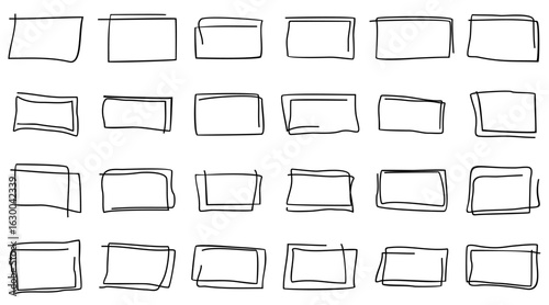 rectangular frame doodle isolated on white background,vector.