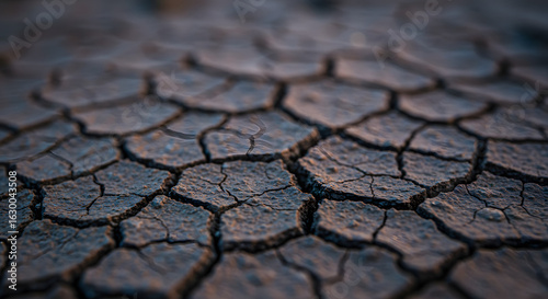 Cracked earth texture dry soil drought climate change global warming arid land parched ground background