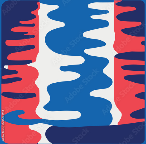 Abstract Fluid Waves in Red, Blue, and White