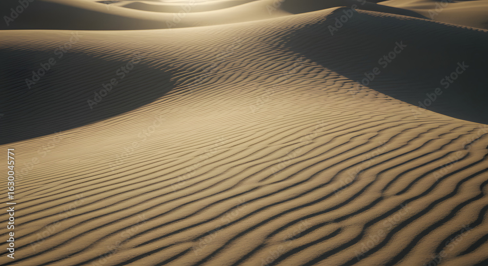 Naklejka premium Golden sand dunes desert landscape dry arid climate scenic nature travel destination adventure background