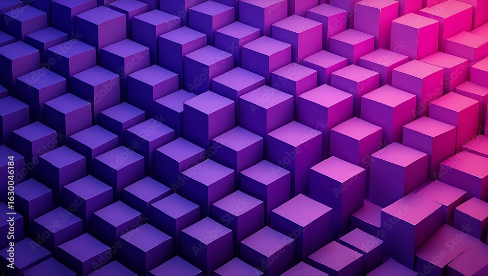 Obraz premium Abstract Geometric Landscape of Cubes with Gradient Lighting and Shadows
