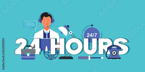 24 hours word concepts banner design