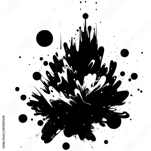 Abstract Ink Splash: A dynamic ink splash in black and white, showcasing the explosive power and artistic expression of a perfect, raw moment.