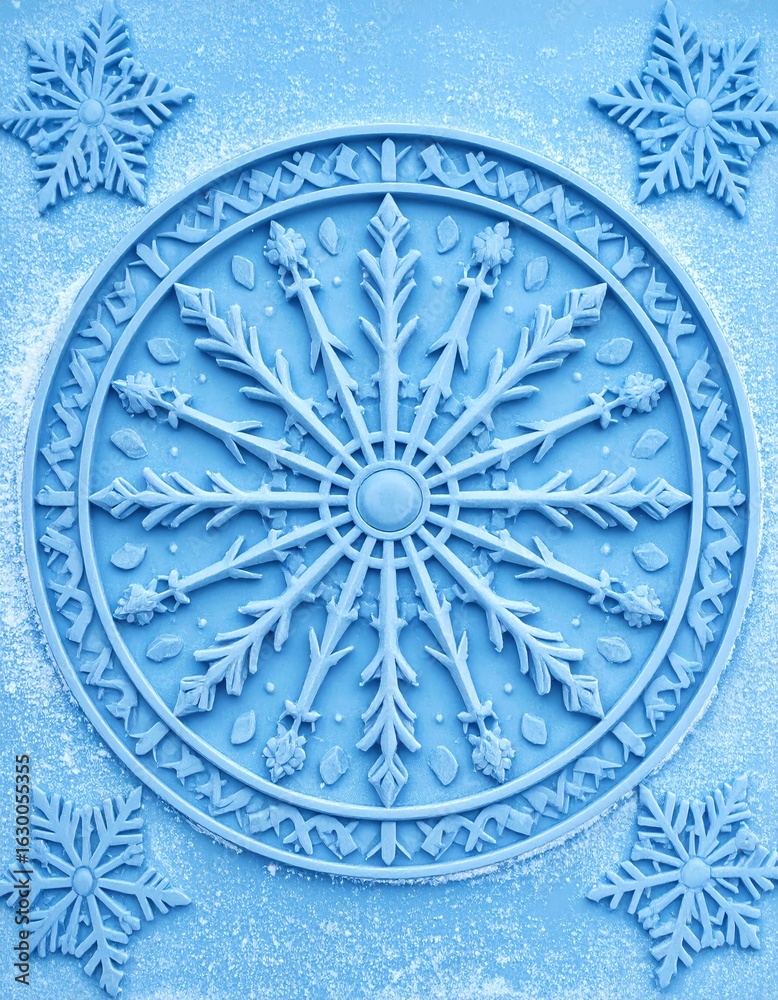 Obraz premium Intricate blue snowflake pattern, showcasing artistic design and winter inspiration.