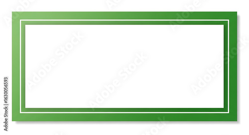 Horizontal Green Gradient Border Frame with White Inner Line and Drop Shadow.