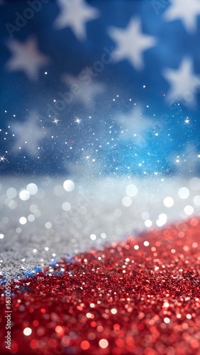 Gorgeous Abstract patriotic red white and blue glitter sparkle background for voting