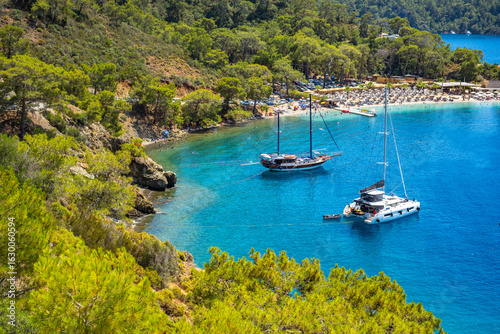 Wallpaper Mural Blue Lagoon and Oludeniz beach aerial panoramic view. Oludeniz is a beach resort in the Fethiye district of Mugla Province, Turkey. Torontodigital.ca