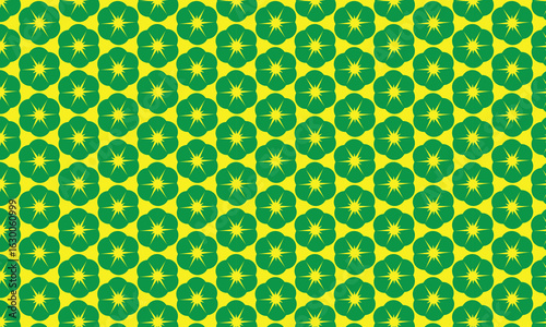Green Vector illustration of a seamless retro pattern with a floral texture on a yellow background