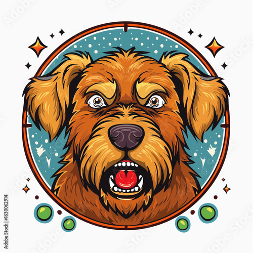 A vector illustration icon of a scared dog with wide eyes and anxious expression, designed in a minimalist cartoon style, perfect for pet-related apps, logos, or digital projects conveying fear; worry