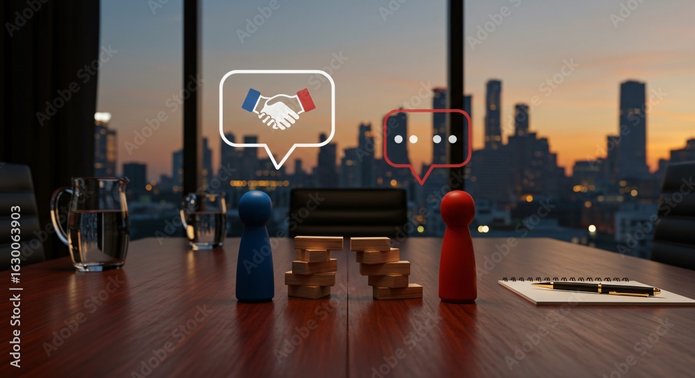 Obraz premium Conceptual image of a successful French business negotiation and strategic international partnership.