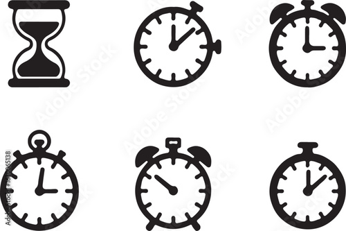 Diverse timekeeping symbols perfect for deadlines, schedules, and concepts