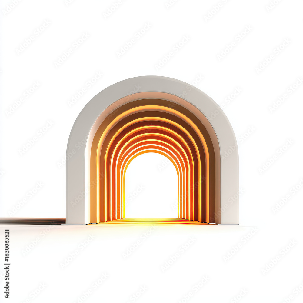 Fototapeta premium Archway tunnel with warm light isolated on a transparent background image