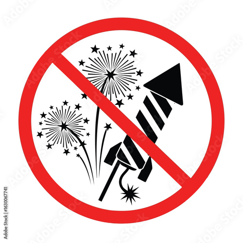 Vectore no fireworks allowed symbol isolated on white background