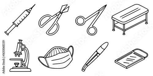 Surgery & Operation Tools Line Icon Bundle vector icons