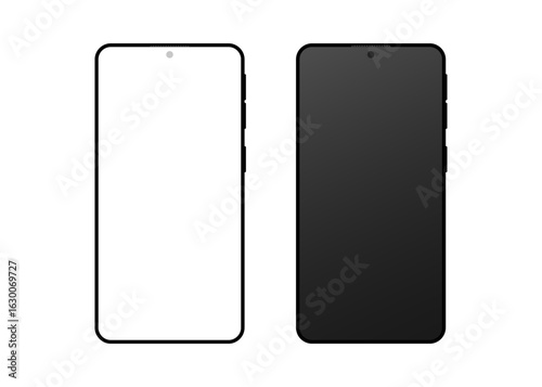 Smartphone with blank white and black screen. Phone mockup stock illustration