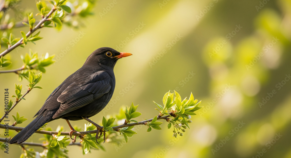 Fototapeta premium Male Blackbird in Spring