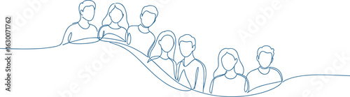 Continuous Line Art of Diverse Group of People Engaged in Friendly Interaction and Dynamic Social Lifestyle Activity

