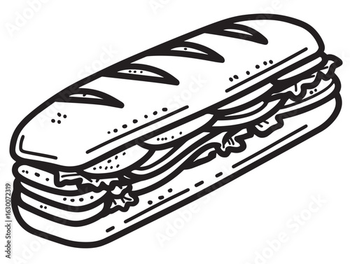 Icon of banh mi baguette in modern vector design