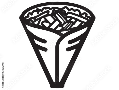 Tasty beef shawarma wrap icon in vector