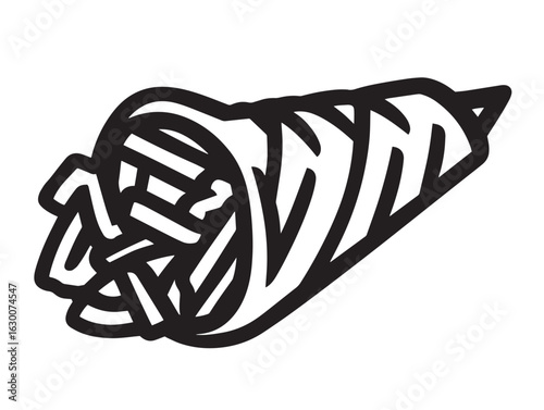 Traditional beef shawarma in outlined vector icon