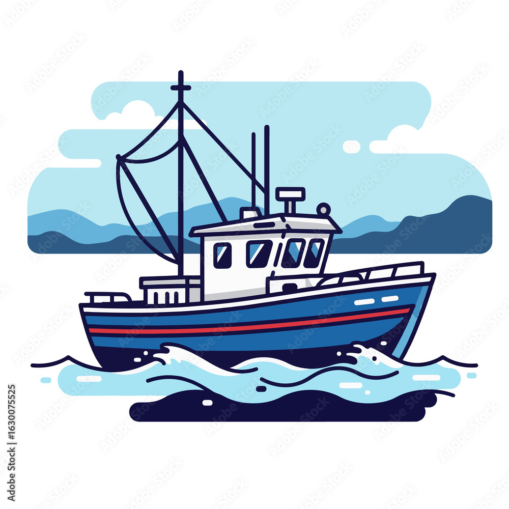 Naklejka premium vector illustration of a ship