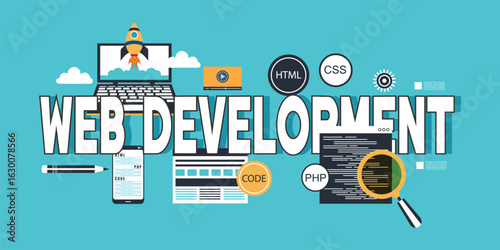 Web development word concepts banner