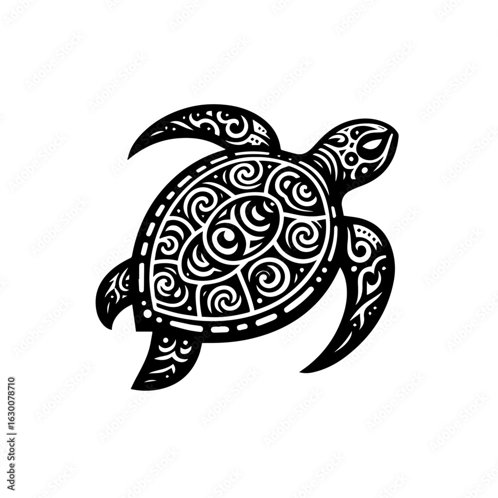 Fototapeta premium Tribal turtle illustration isolated on white background