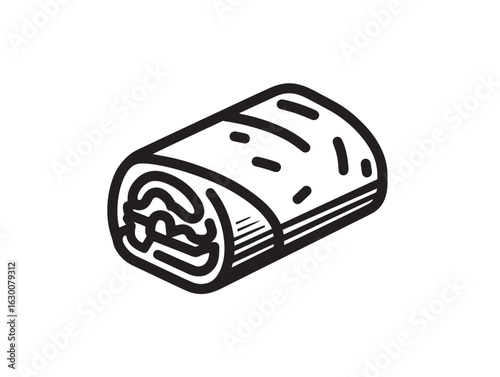 Delicious morning burrito icon in minimal outline style
