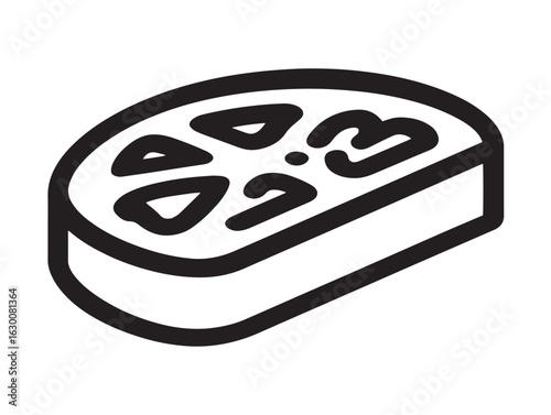 Tasty bruschetta snack icon in flat outlined vector