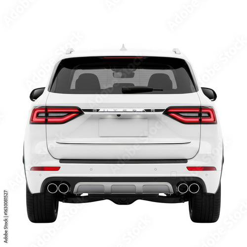 White suv electric car back view automobile isolated on transparent background