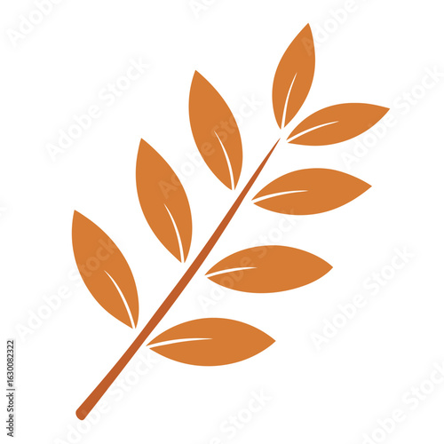 Elegant terracotta colored olive branch with detailed leaves a classic botanical illustration for natural and organic designs