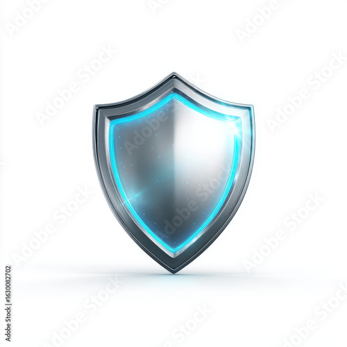 Free Download Metallic Shield With Blue Neon Glow isolated on a transparent background security - GFXLoad
