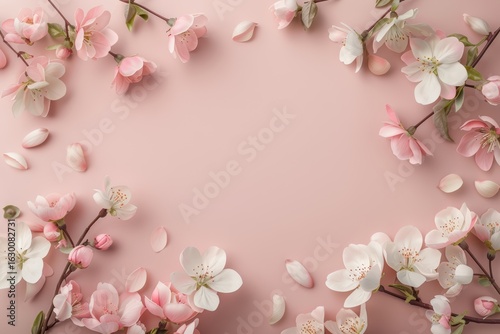 Elegant Pink and White Blossoms Arrangement on Soft Pink Background