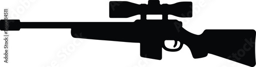 Silhouette sniper rifle with scope hunting vector illustrator