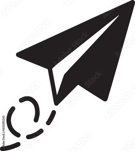 Silhouette vector of a paper airplane flying, symbolizing creativity, freedom, communication, and innovation, EPS file.