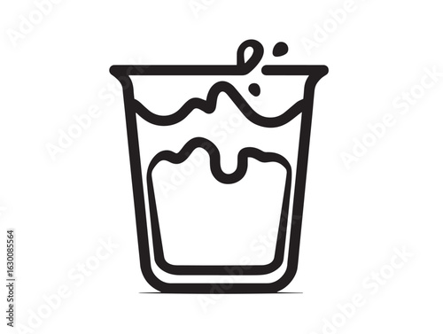 Tasty buttermilk drink sketch in flat vector style