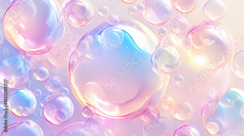 Abstract design of bubbles floating in soft pastel colors, airy and calming effect