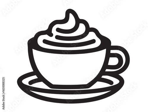 Hot cappuccino mug icon in clean vector drawing