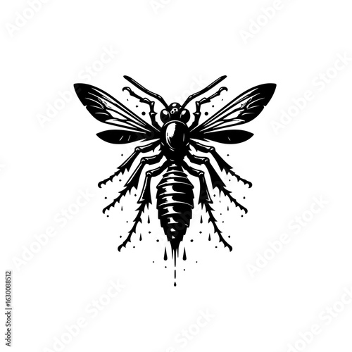 Detailed illustration of a wasp isolated on white background