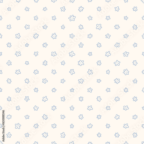 Hand drawn floral cottage core seamless pattern with a charming whimsical coquette design. Soft blue, pastel, and nostalgic trellis print. Perfect for textiles and romantic vintage-inspired decor.