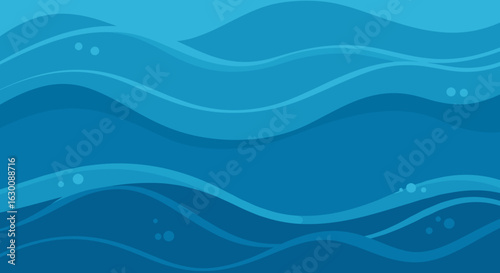 Abstract blue ocean waves background in different shades and patterns